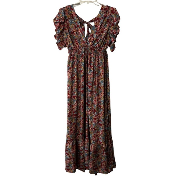 Gold & Silver Paris Ditzy Floral  Flutter Sleeves Smocked Waist Coquette 12 - Picture 3 of 15